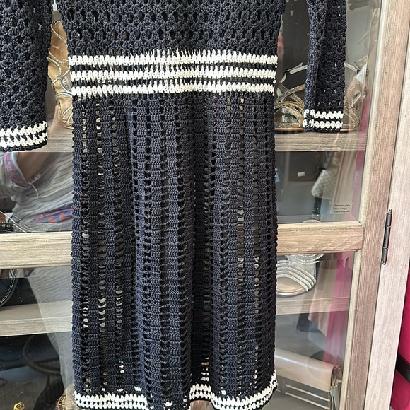 CATHERINE MALAMDRINO Crochet black and white dress size 12 - Picture 7 of 7